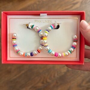 NEW Pink Linen multicolor pear half hoop earrings